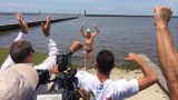 Swimmer arrives 4